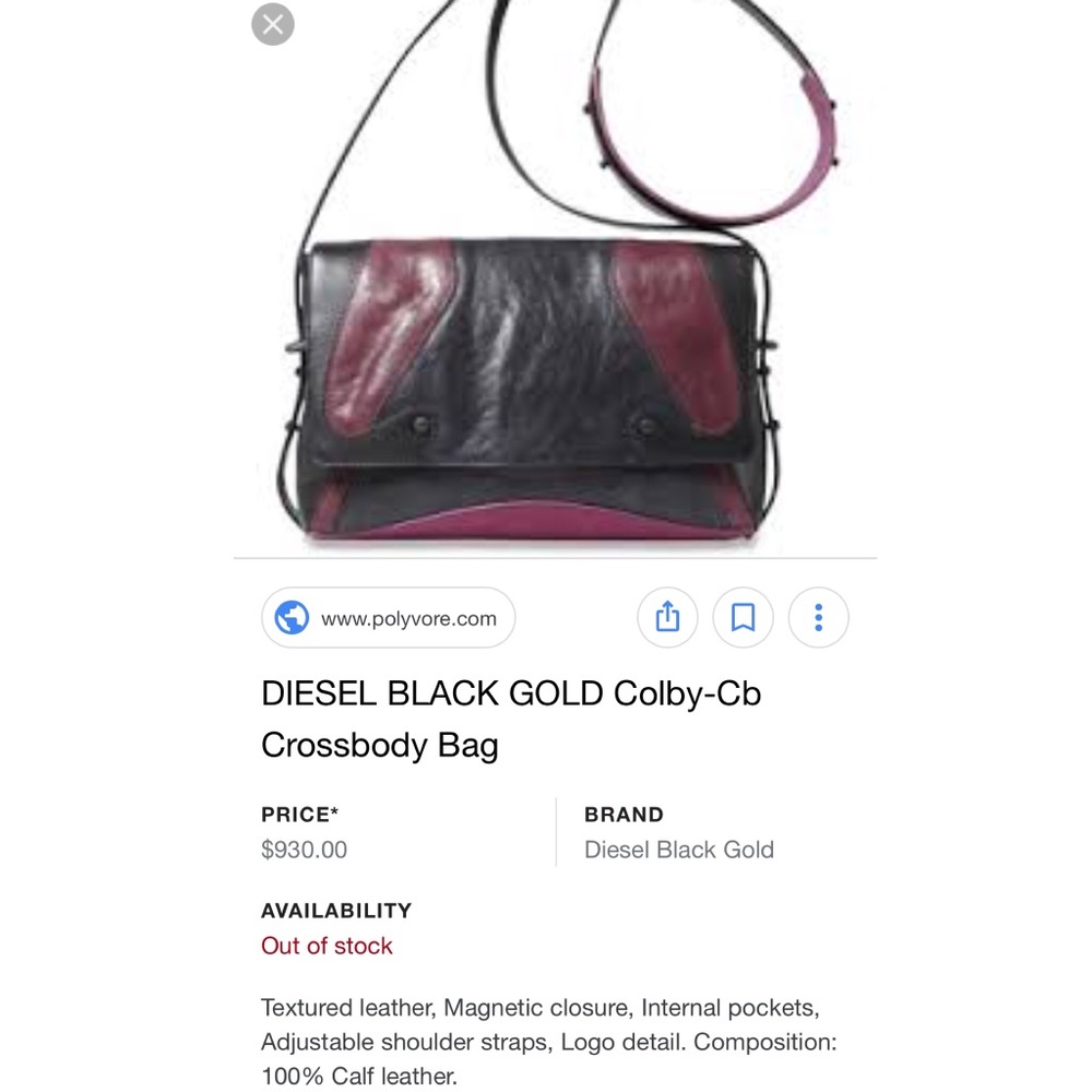 Flash sale today!!!! Diesel black gold bag